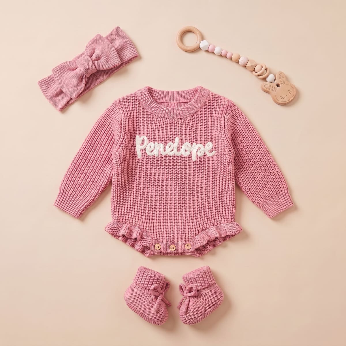 Mamaraya Custom Baby Girl Ruffle Sweater Headband Socks Set