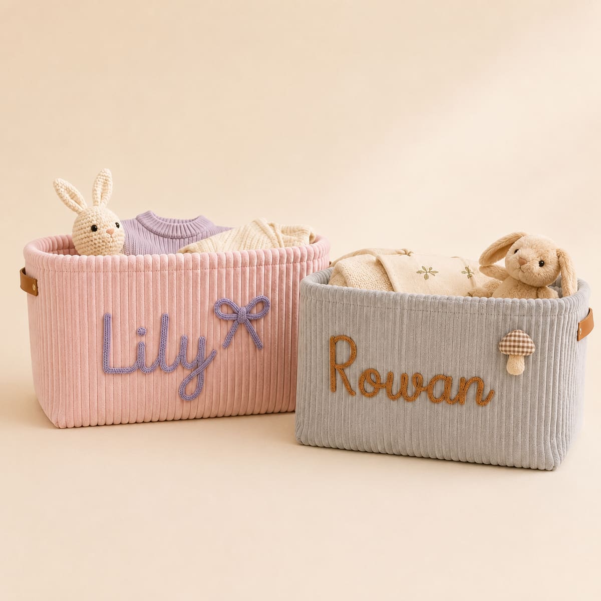 MamaRaya Personalized Corduroy Nursery Basket