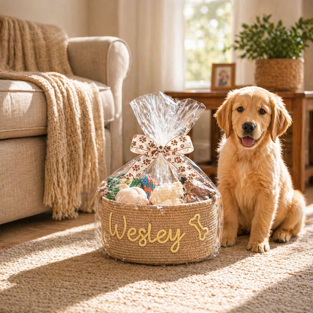 MamaRaya Personalized Dog Toy Basket