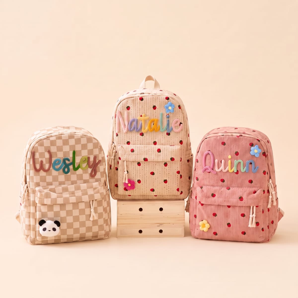 MamaRaya Personalized Patterned Corduroy Backpack