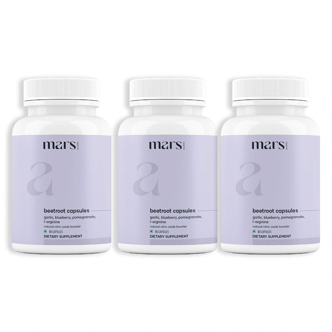 Mars Beetroot Capsules with L-Arginine, Pomegranate & Antioxidants - Nitric Oxide, Blood Flow & Performance Support (60N)