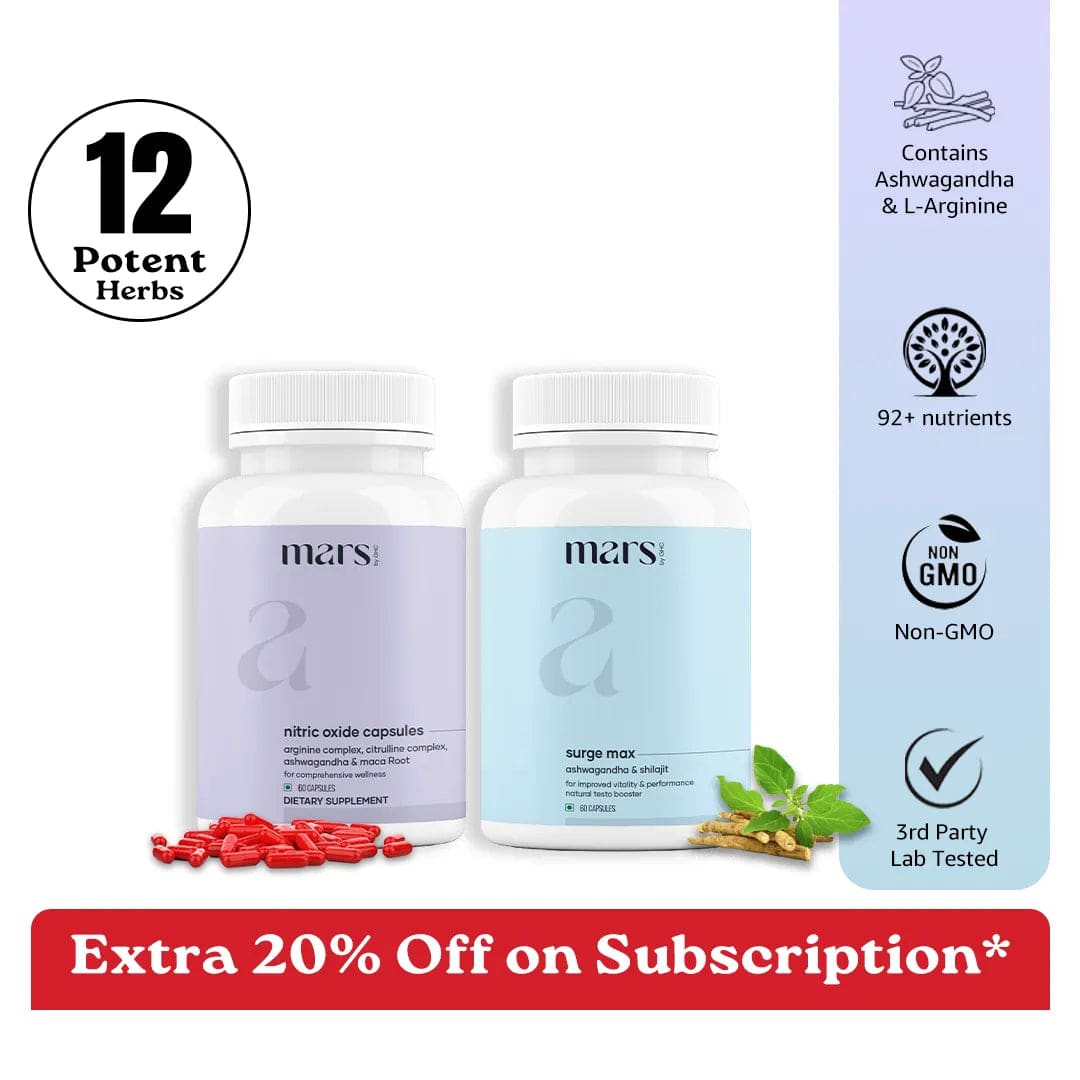 Mars GrowthMax Combo with Nitric Oxide Blend & Adaptogens - Circulation, Hormonal Balance & Vitality Support (120N)