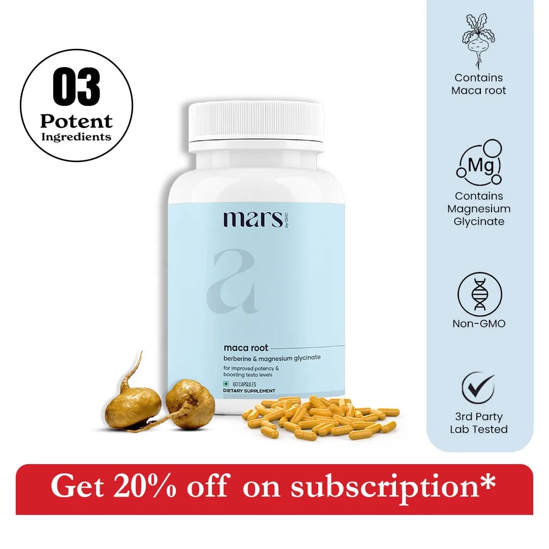 Mars Maca Root Capsules with Maca root, Berberine & Magnesium - Drive, Energy, Stamina & Performance Support