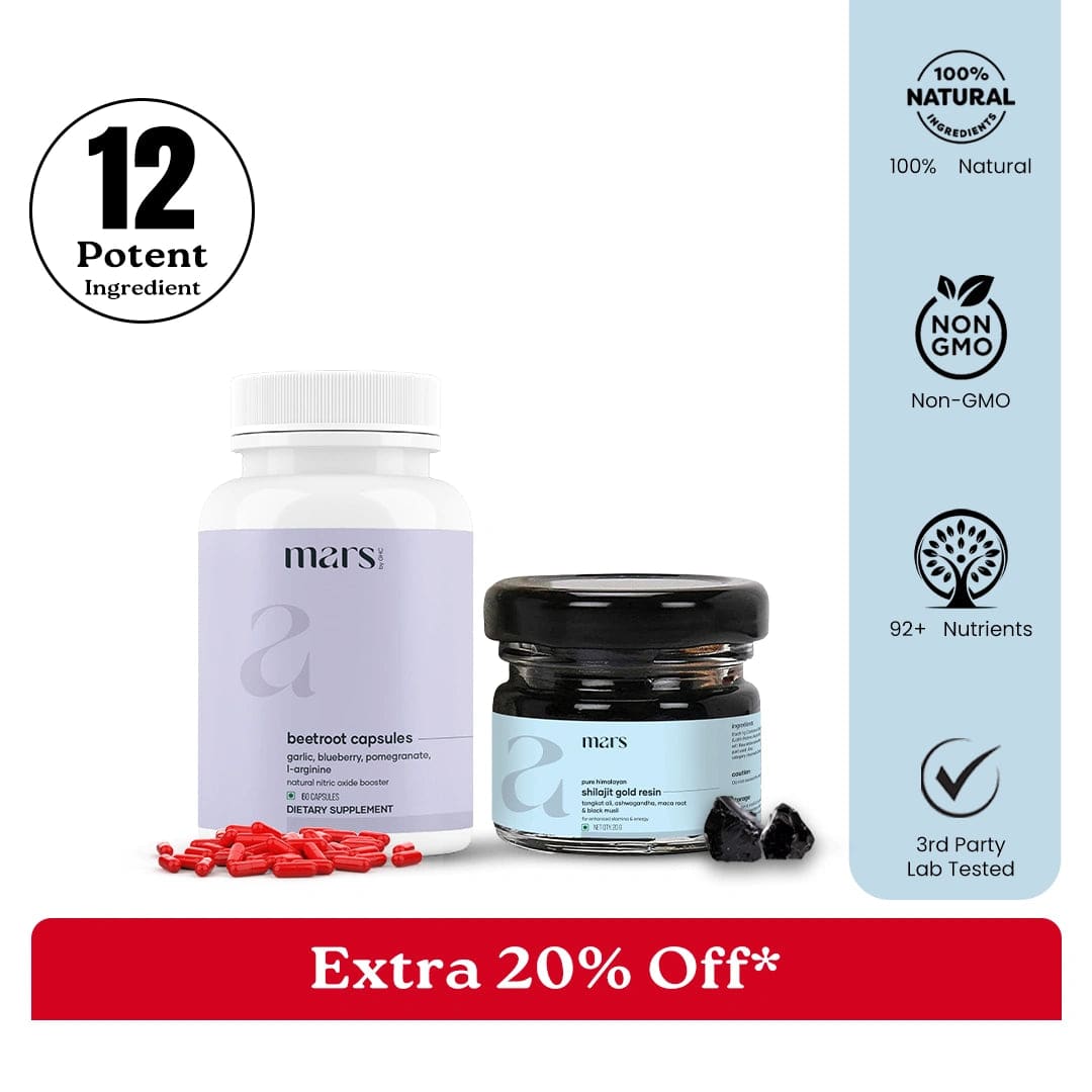 Mars Nitric Gold Combo : Mars Beetroot Nitric Oxide Booster & Mars Pure Himalayan Shilajit Gold Resin