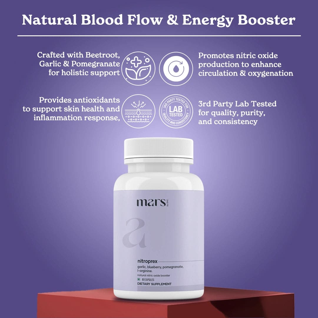 Mars NitroPrex - Natural Nitric Oxide Booster for Supercharge Blood Flow, Stamina & Performance
