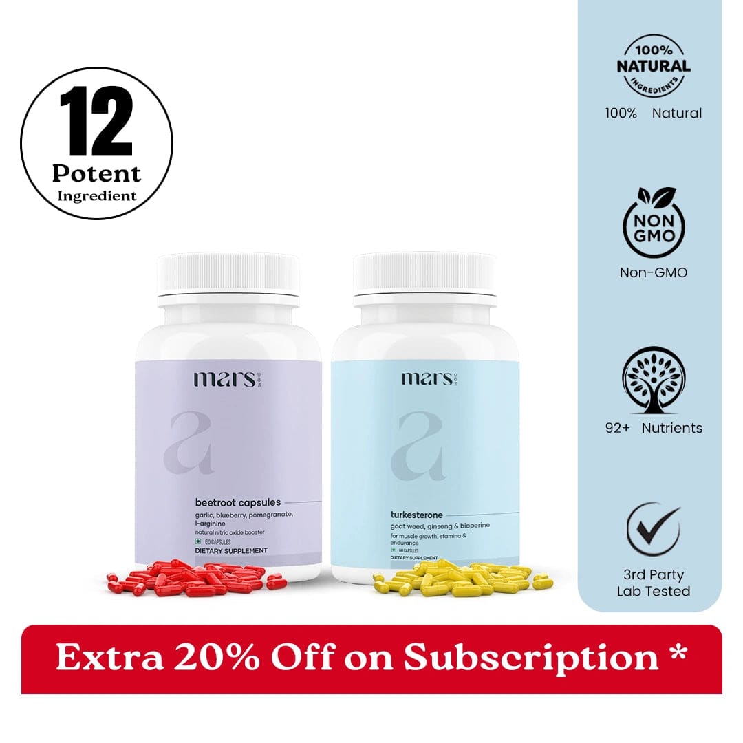 Mars Testo Max Combo : Mars Beetroot Nitric Oxide Booster & Mars Turkesterone Capsules