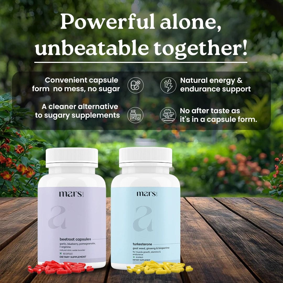 Mars Testo Max Combo : Mars Beetroot Nitric Oxide Booster & Mars Turkesterone Capsules