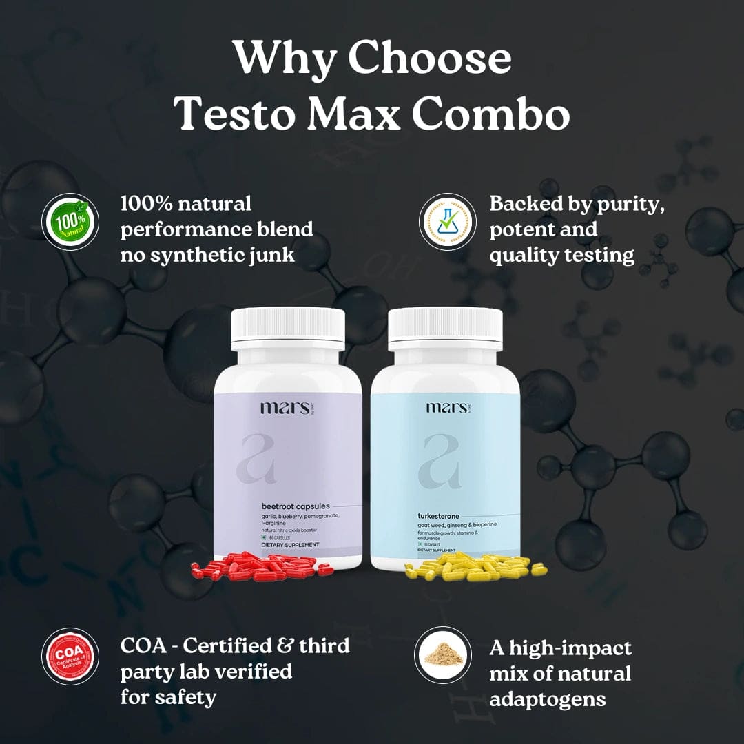 Mars Testo Max Combo : Mars Beetroot Nitric Oxide Booster & Mars Turkesterone Capsules