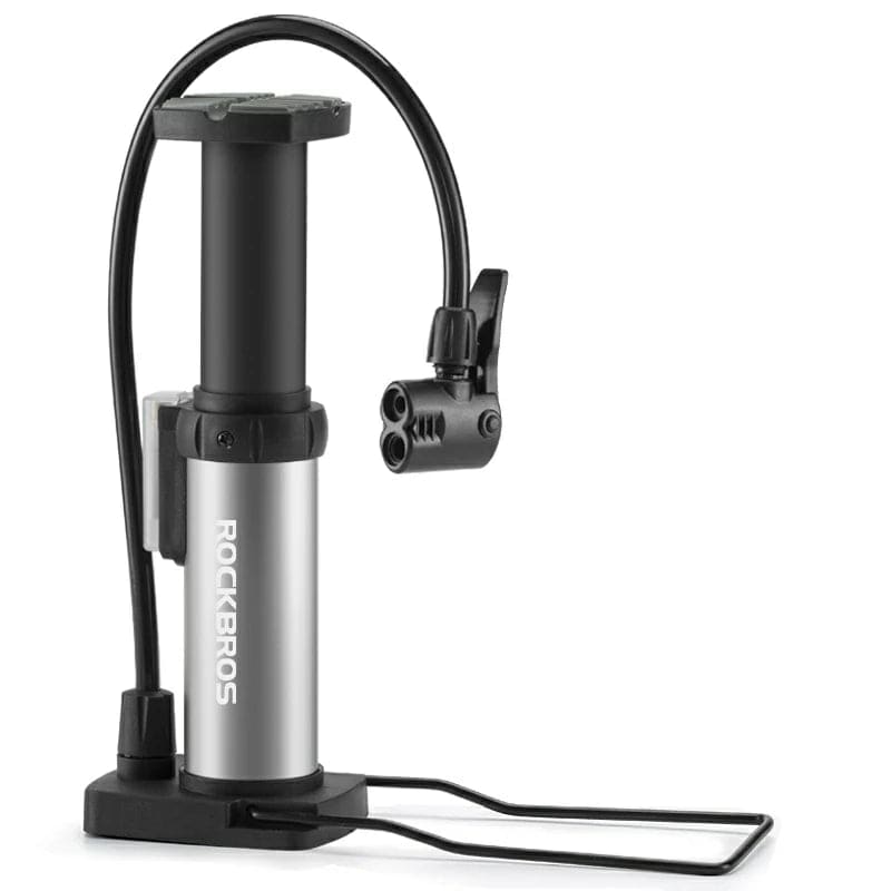 Mini Portable Aluminum Bike Floor Pump with Presta and Schrader 100PSI - Sliver