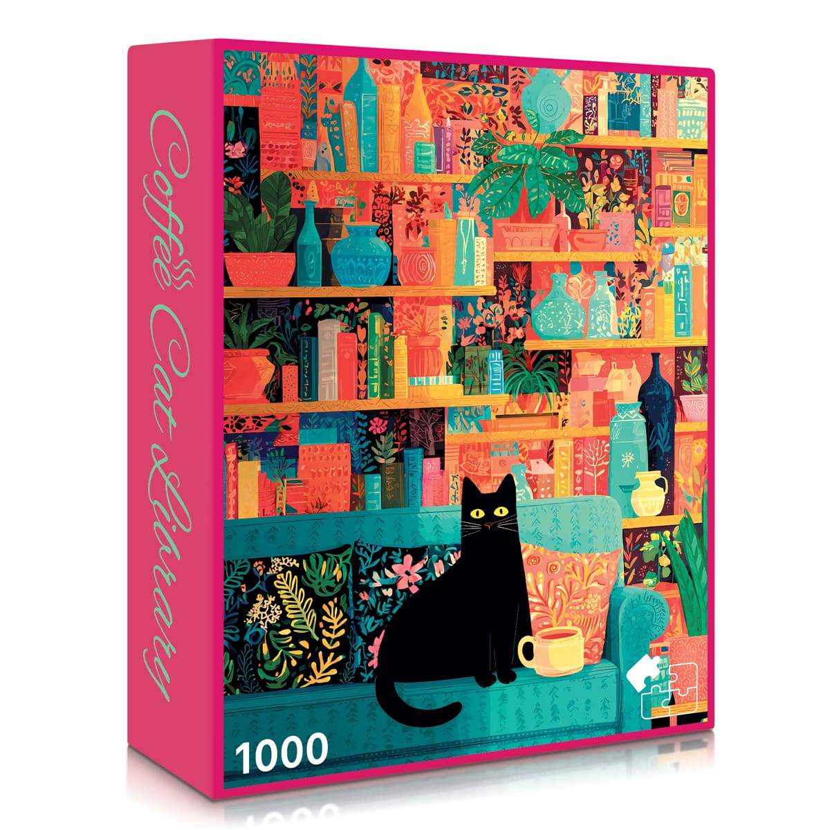 No. 12 - Coffee Cat Library | 1000-Piece Jigsaw Puzzle | A Sweet Sip!