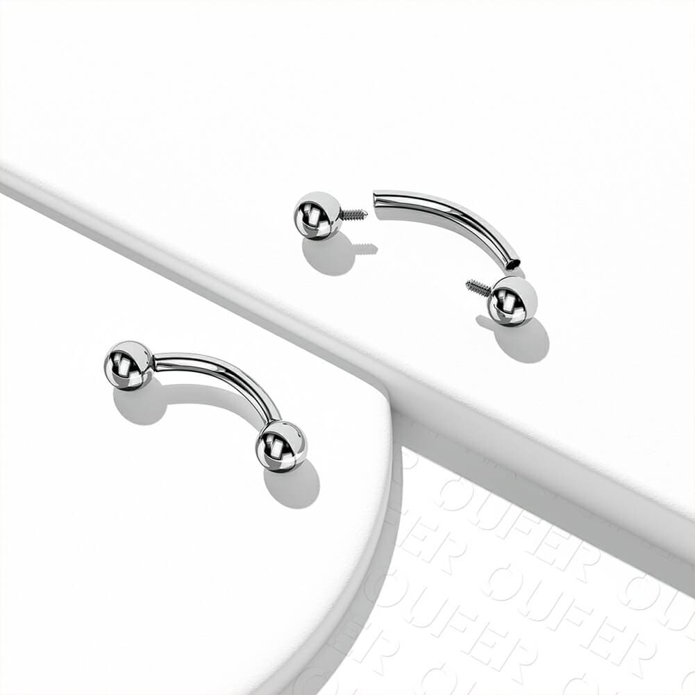 14G 2PCS Internally Threaded Titanium Eyebrow Rings