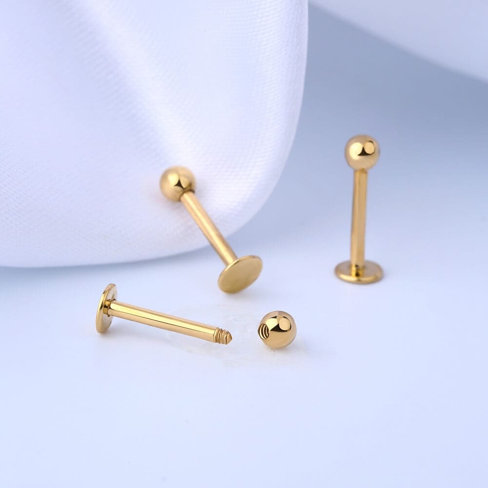 14K Gold Ball Lip Stud
