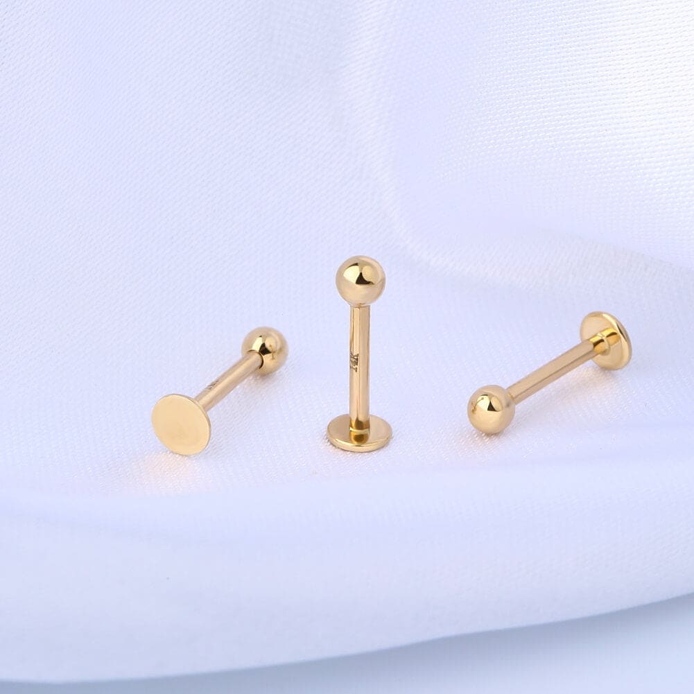 14K Gold Ball Lip Stud