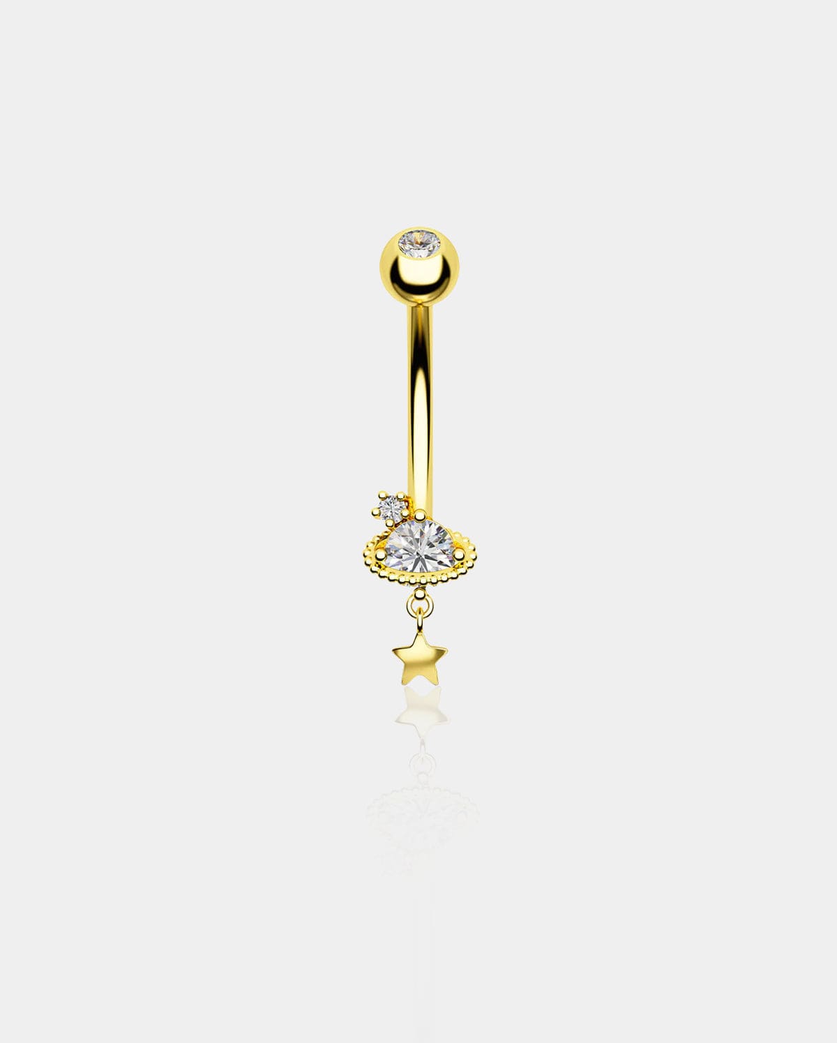 14K Gold Celestial Saturn Belly Ring