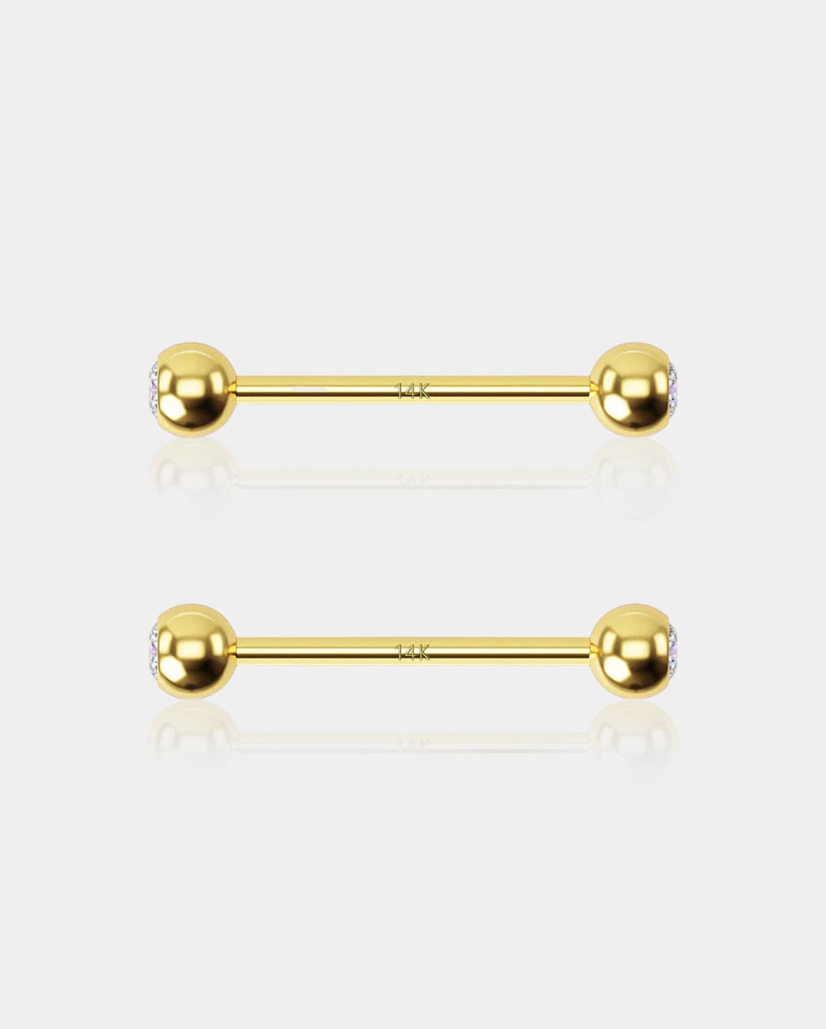 14K Gold CZ Ball Nipple Ring