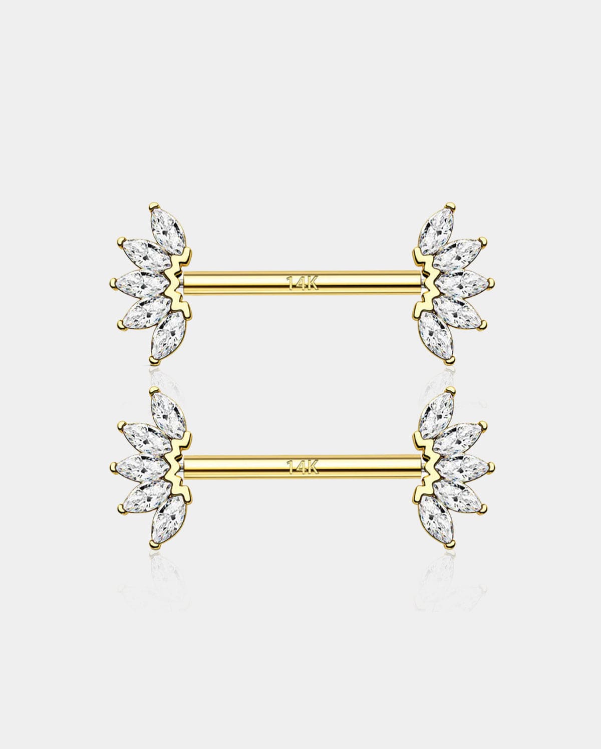 14K Gold CZ Nipple Ring