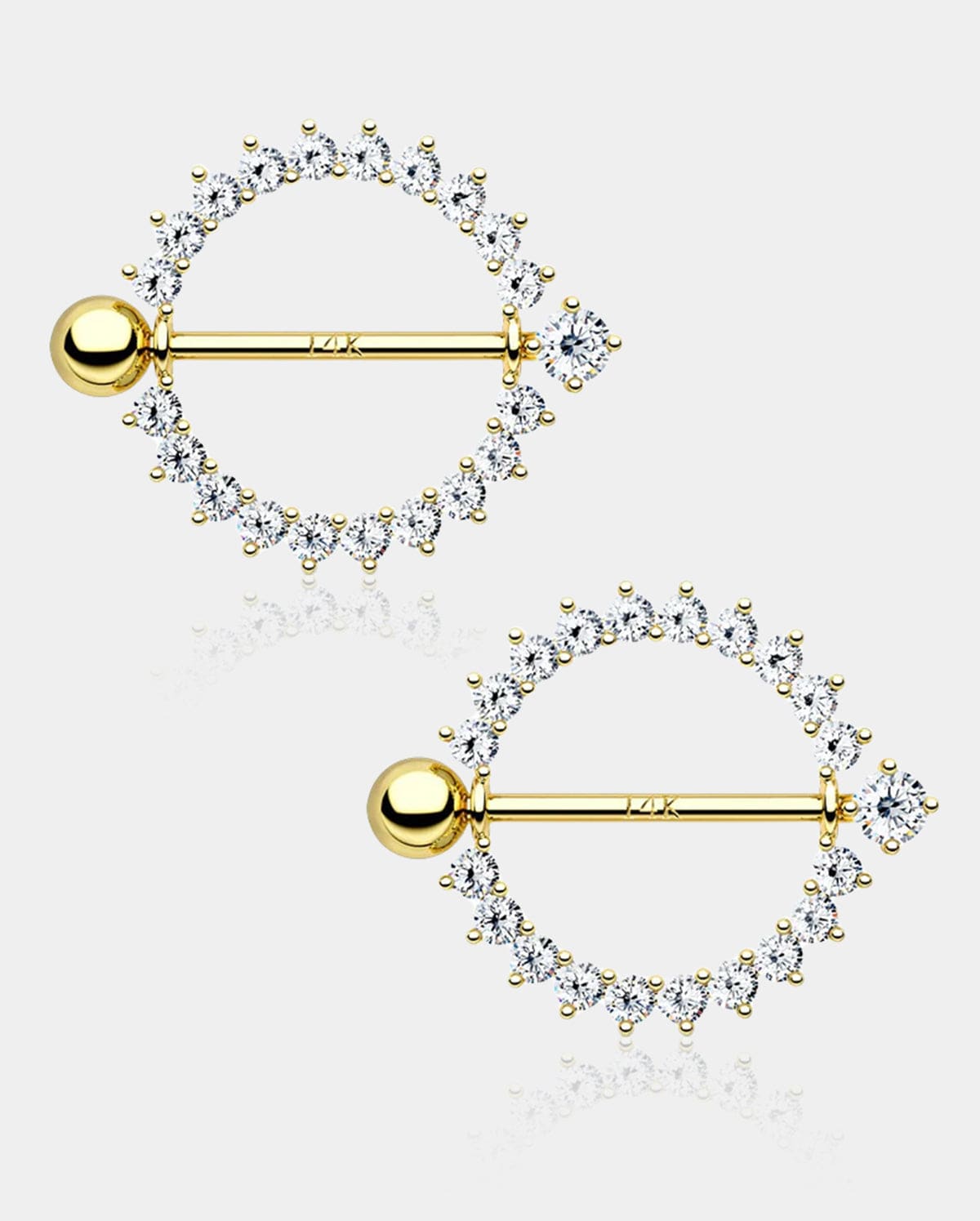 14K Gold CZ Nipple Shield Ring