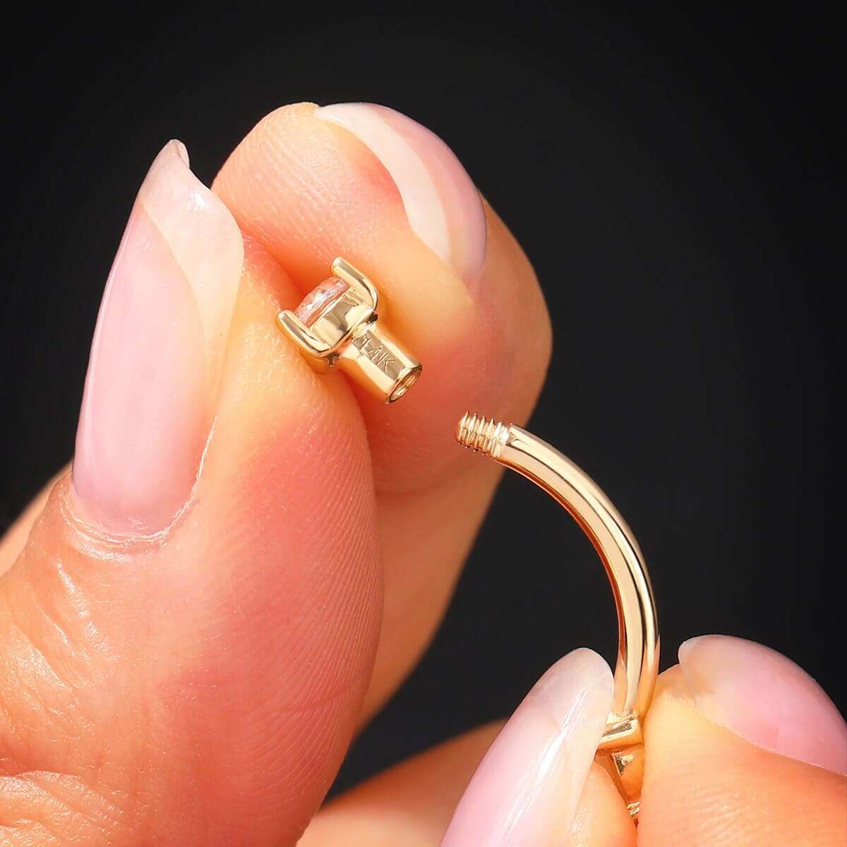 14K Gold CZ Replacement Belly Ring Ball