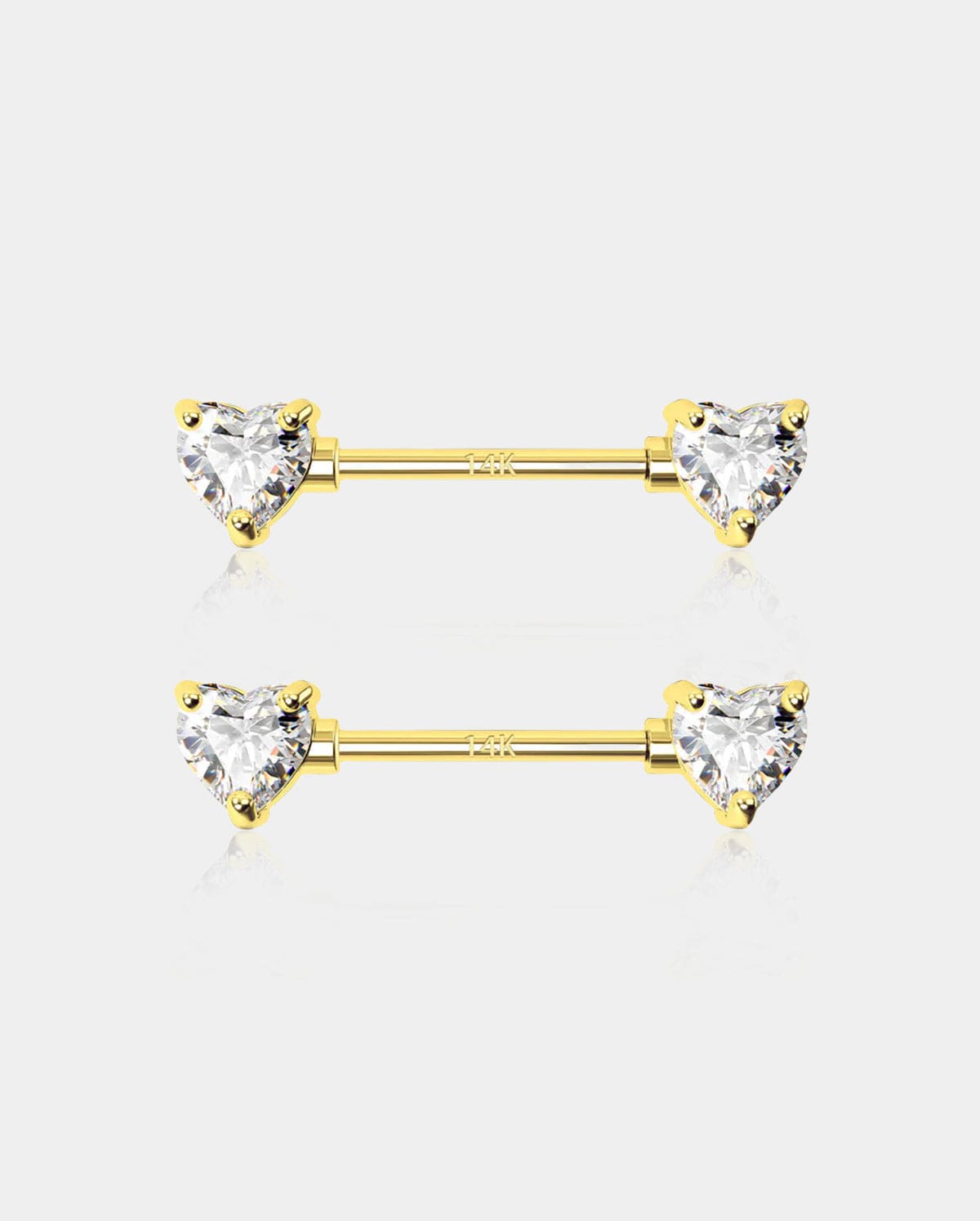 14K Gold Heart CZ Nipple Ring