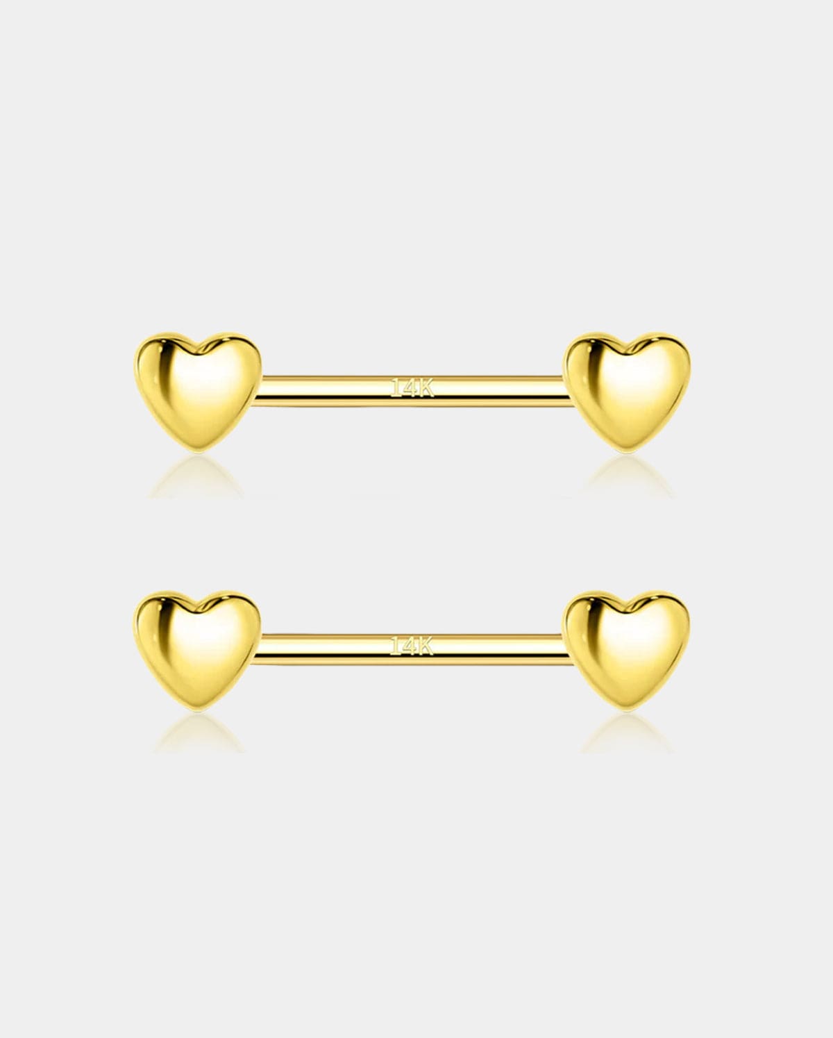 14K Gold Heart Nipple Barbell