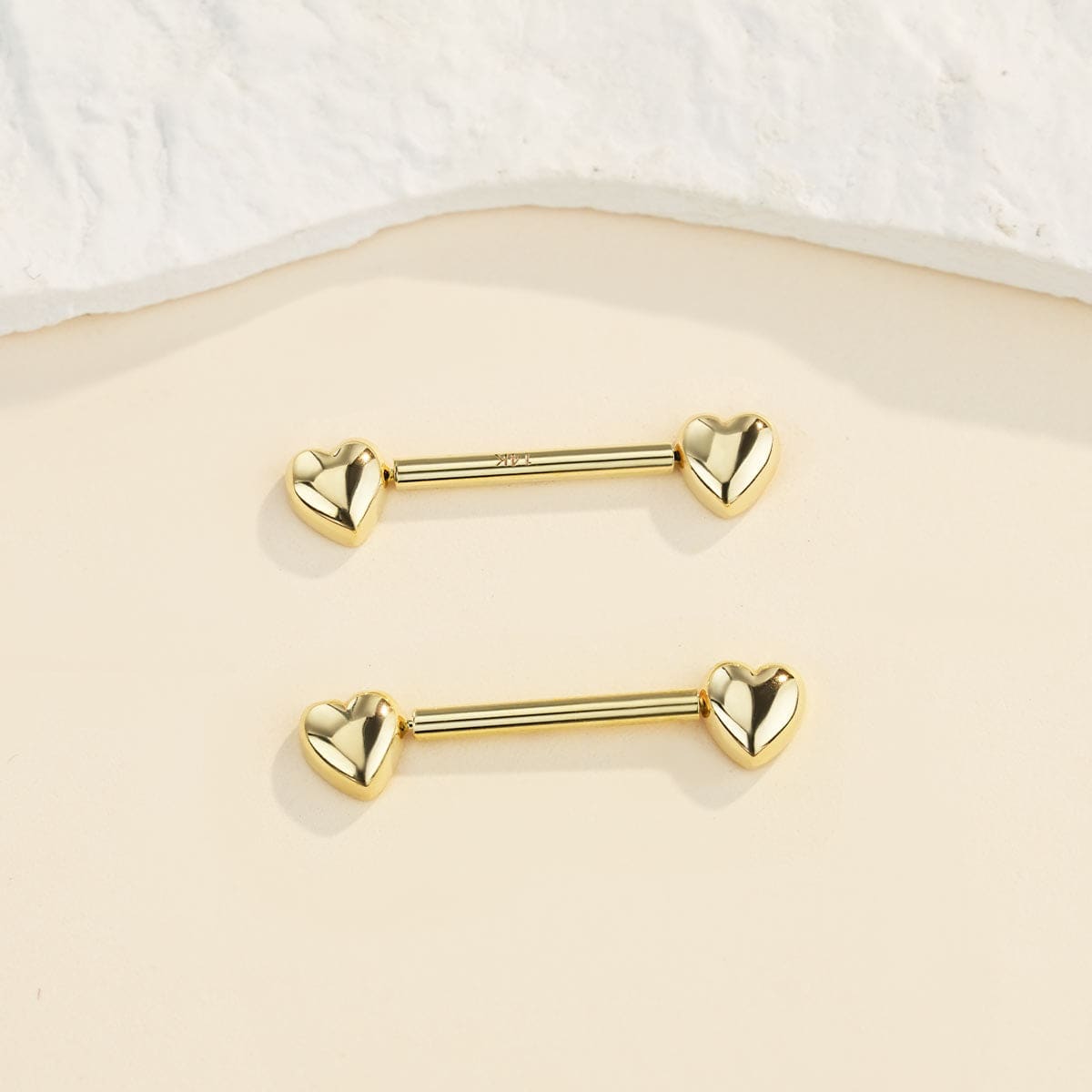 14K Gold Heart Nipple Barbell