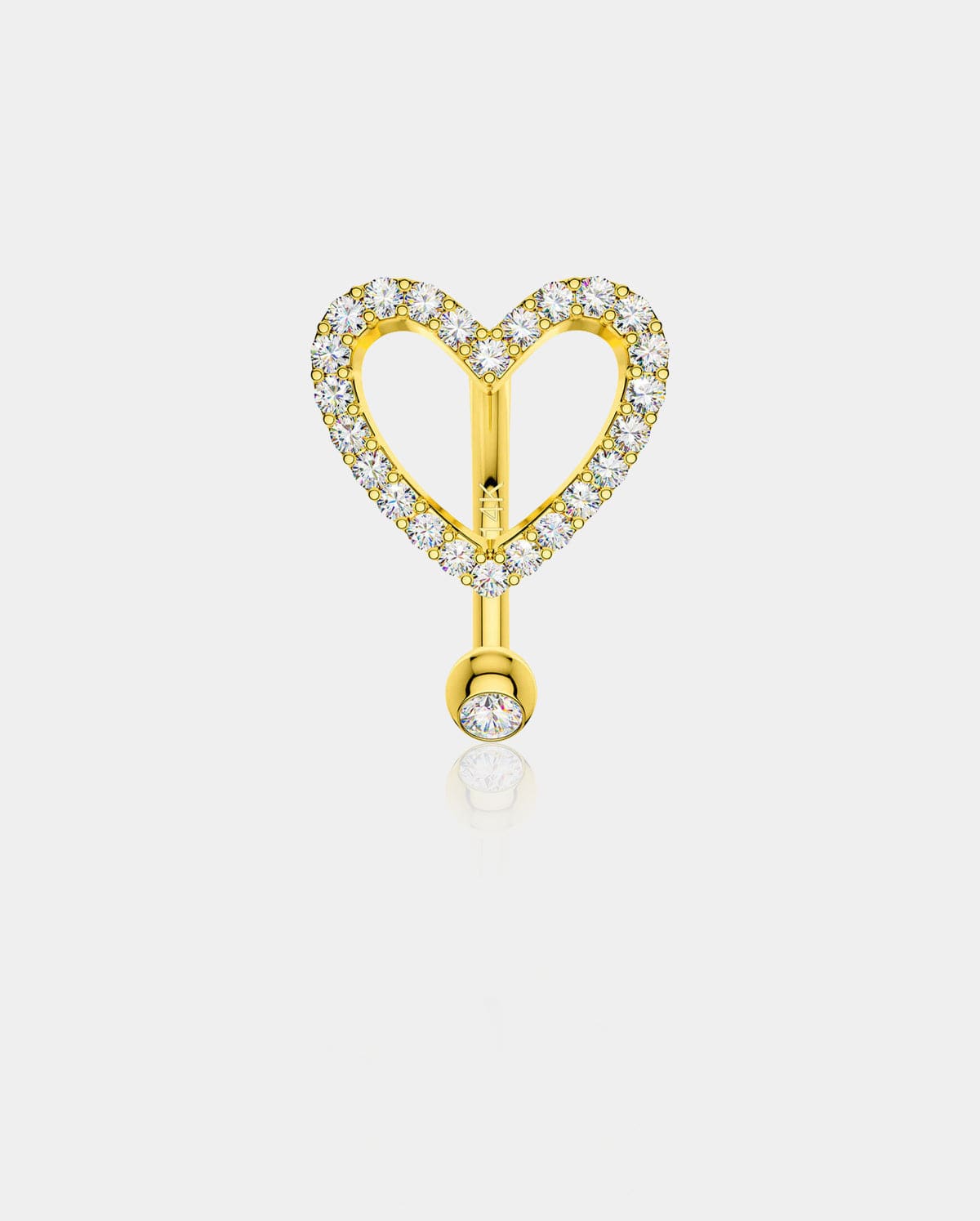 14K Gold Heart Top Belly Ring