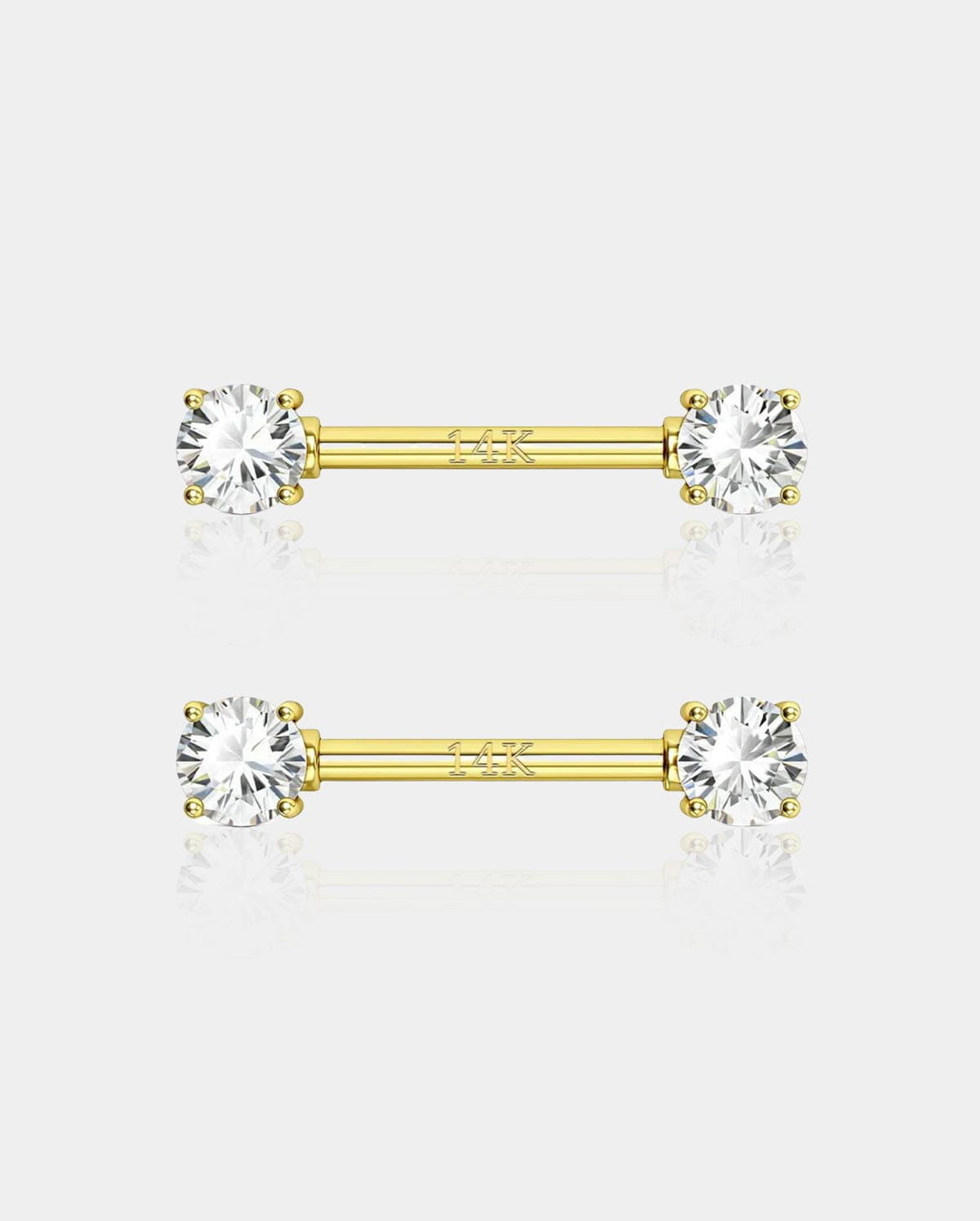 14K Gold Round CZ Nipple Ring