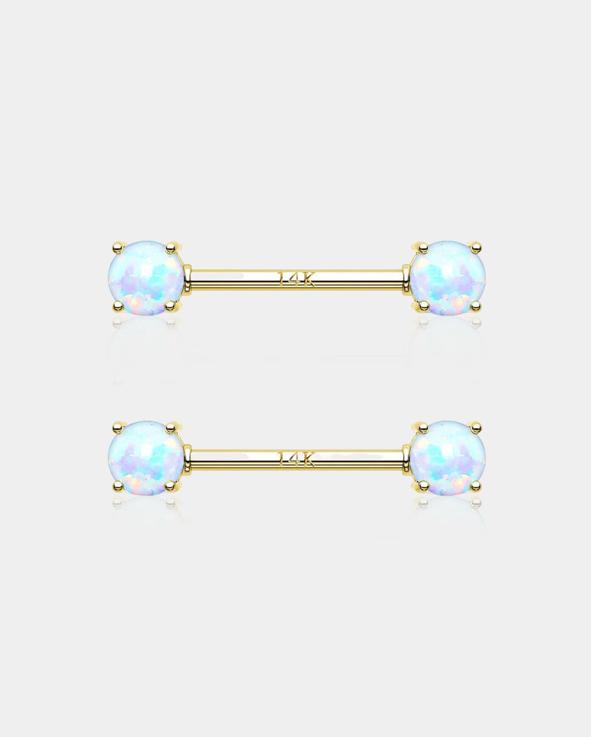 14K Gold Round Opal Nipple Ring