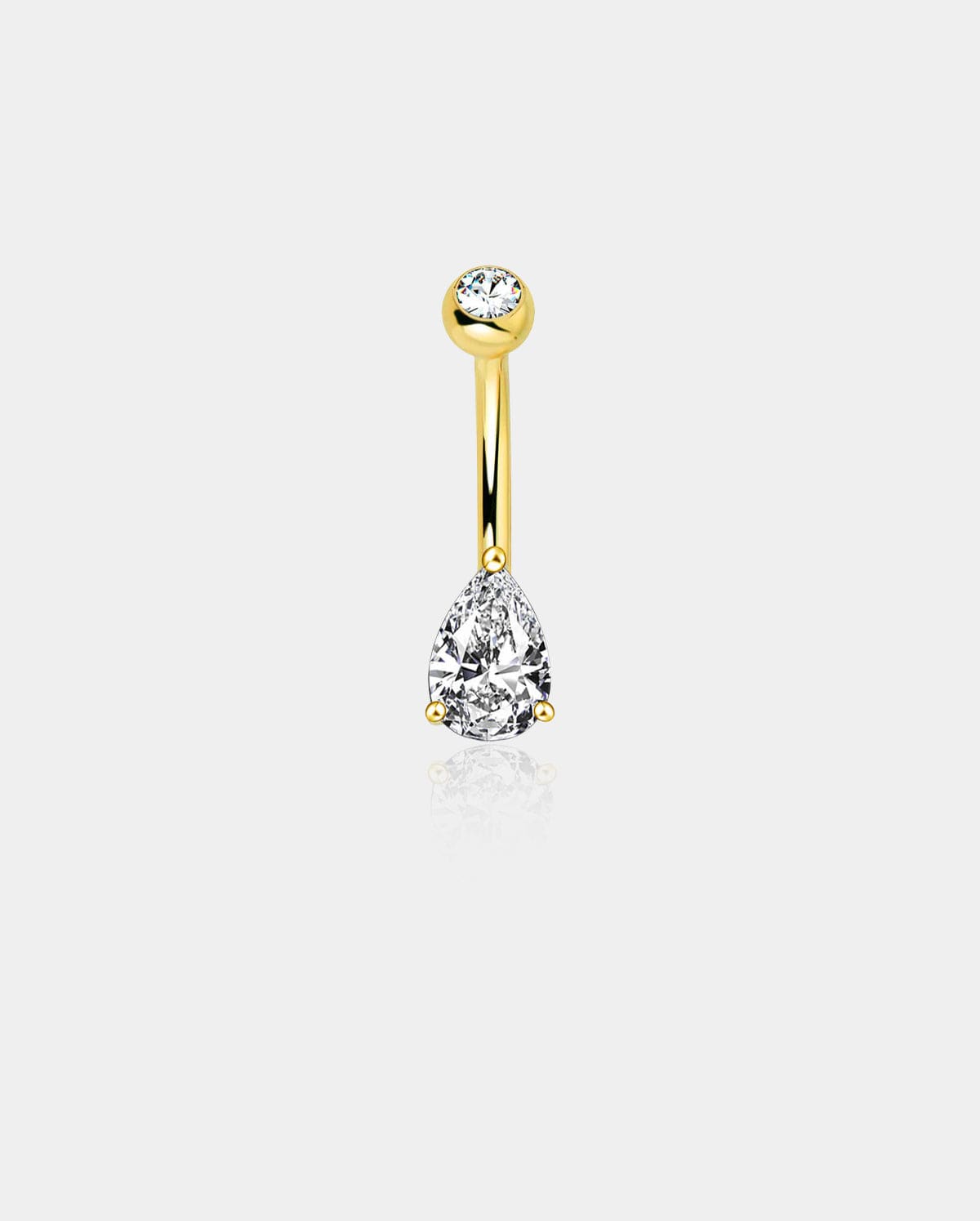 14K Gold Teardrop CZ Belly Ring