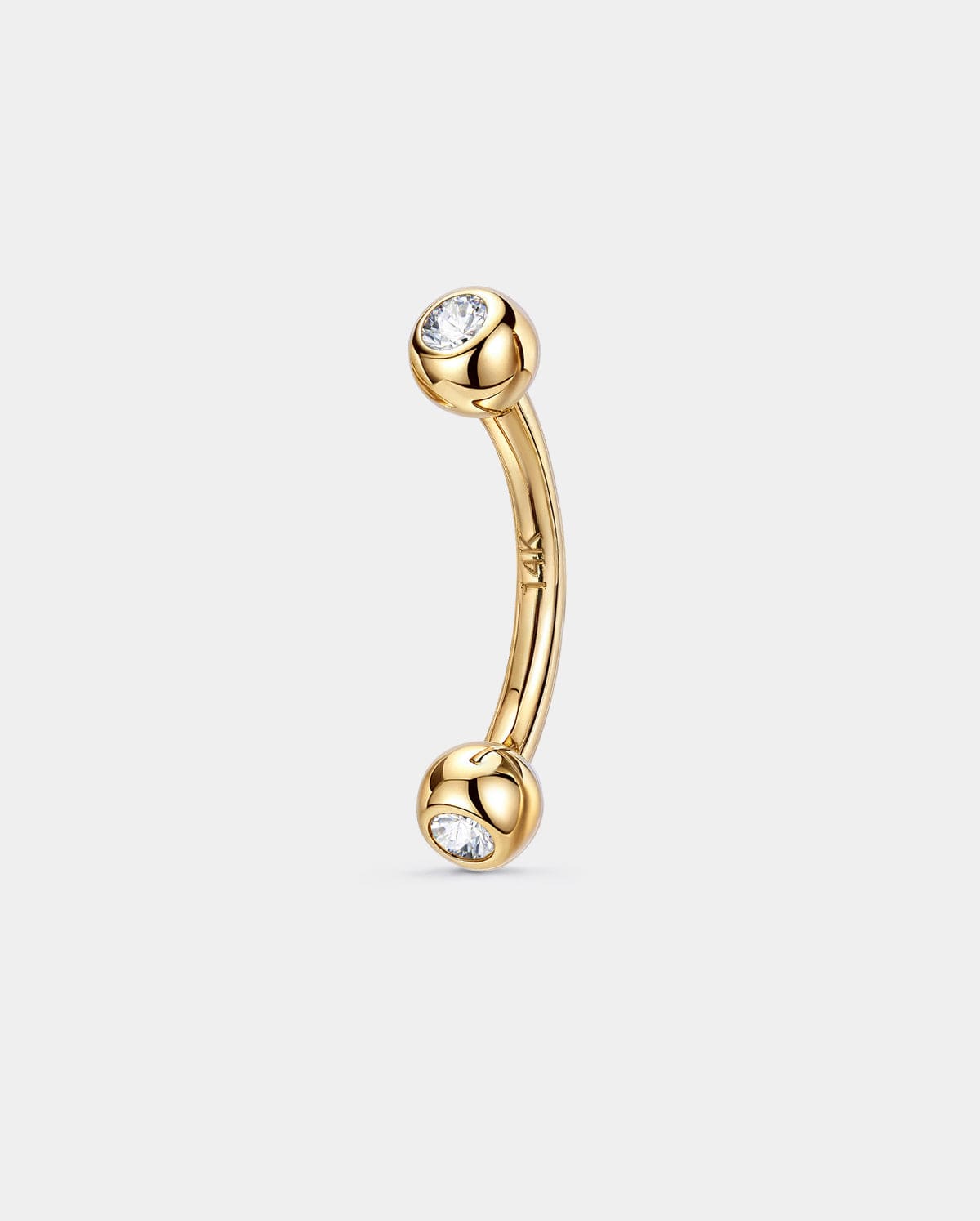 14K Solid Gold CZ Internally Threaded Belly Ring