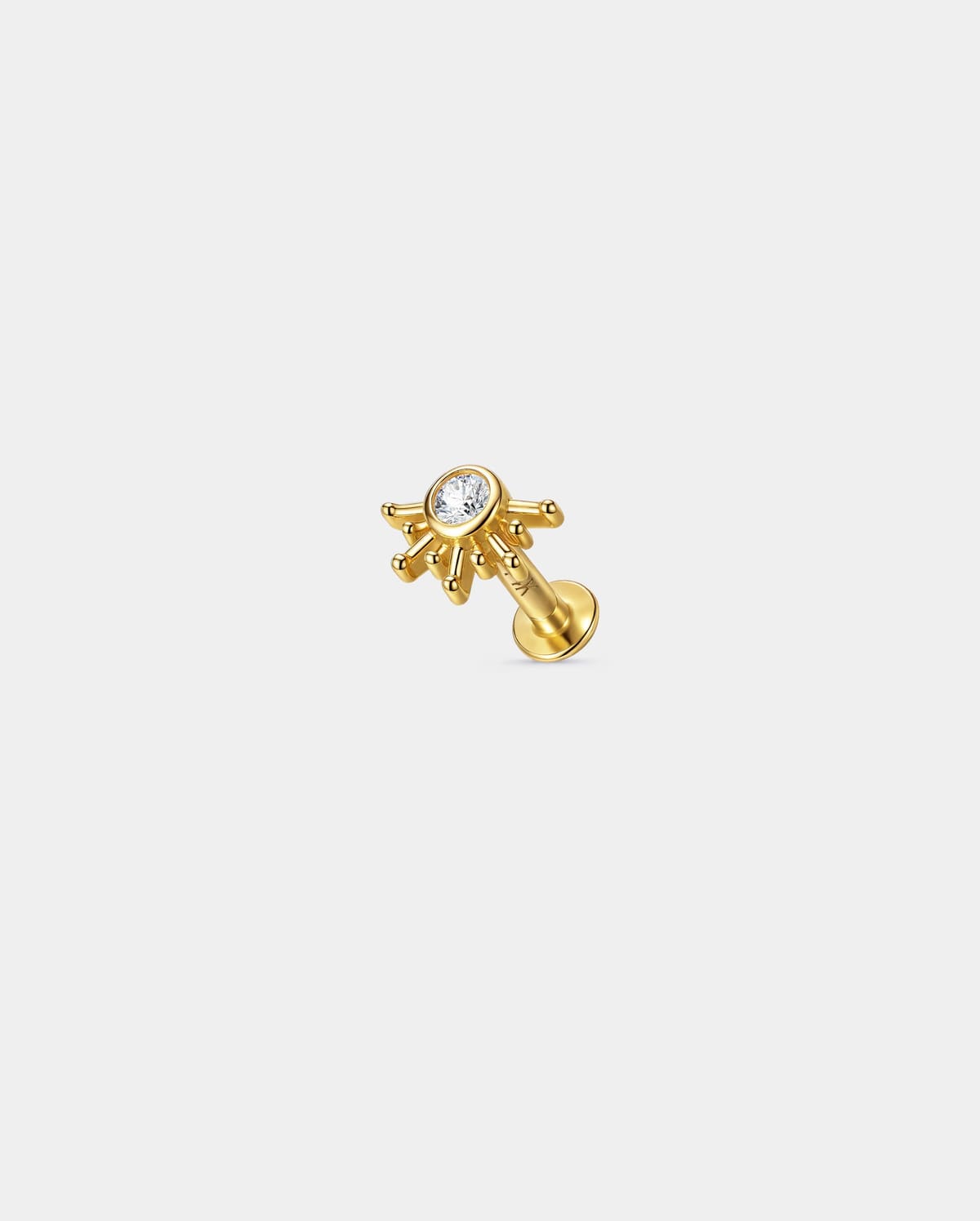 14K Solid Gold Sunburst Moissanite Helix Stud