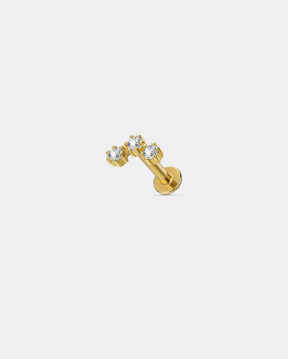 14K Solid Gold Triple Moissanite Cartilage Stud