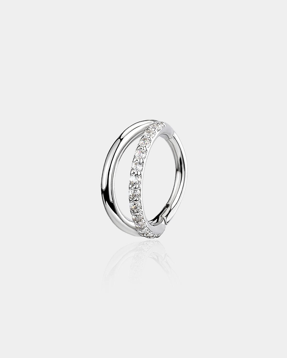 16G 14K White Gold Semi-Gem Double Cartilage Hoop