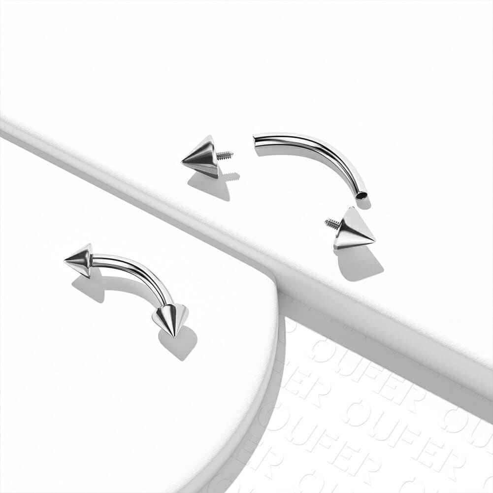 16G 2PCS Spike Internally Threaded Titanium Eyebrow Rings