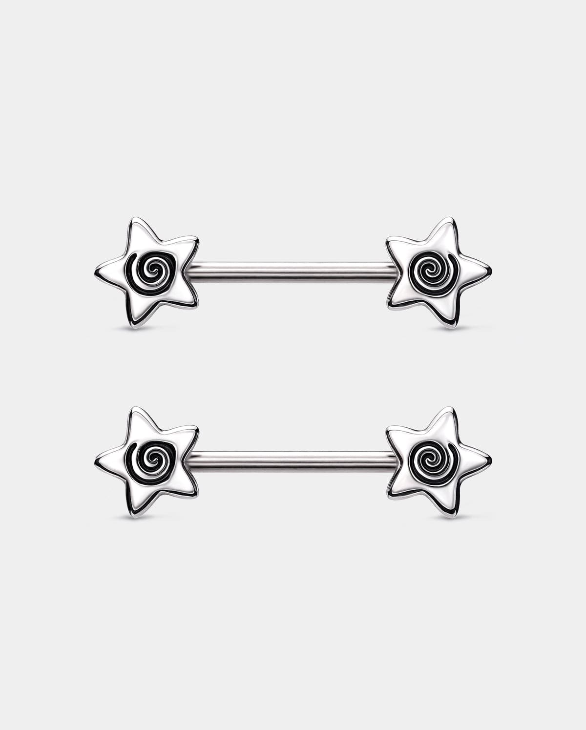 2PCS Spiral Star Nipple Barbells
