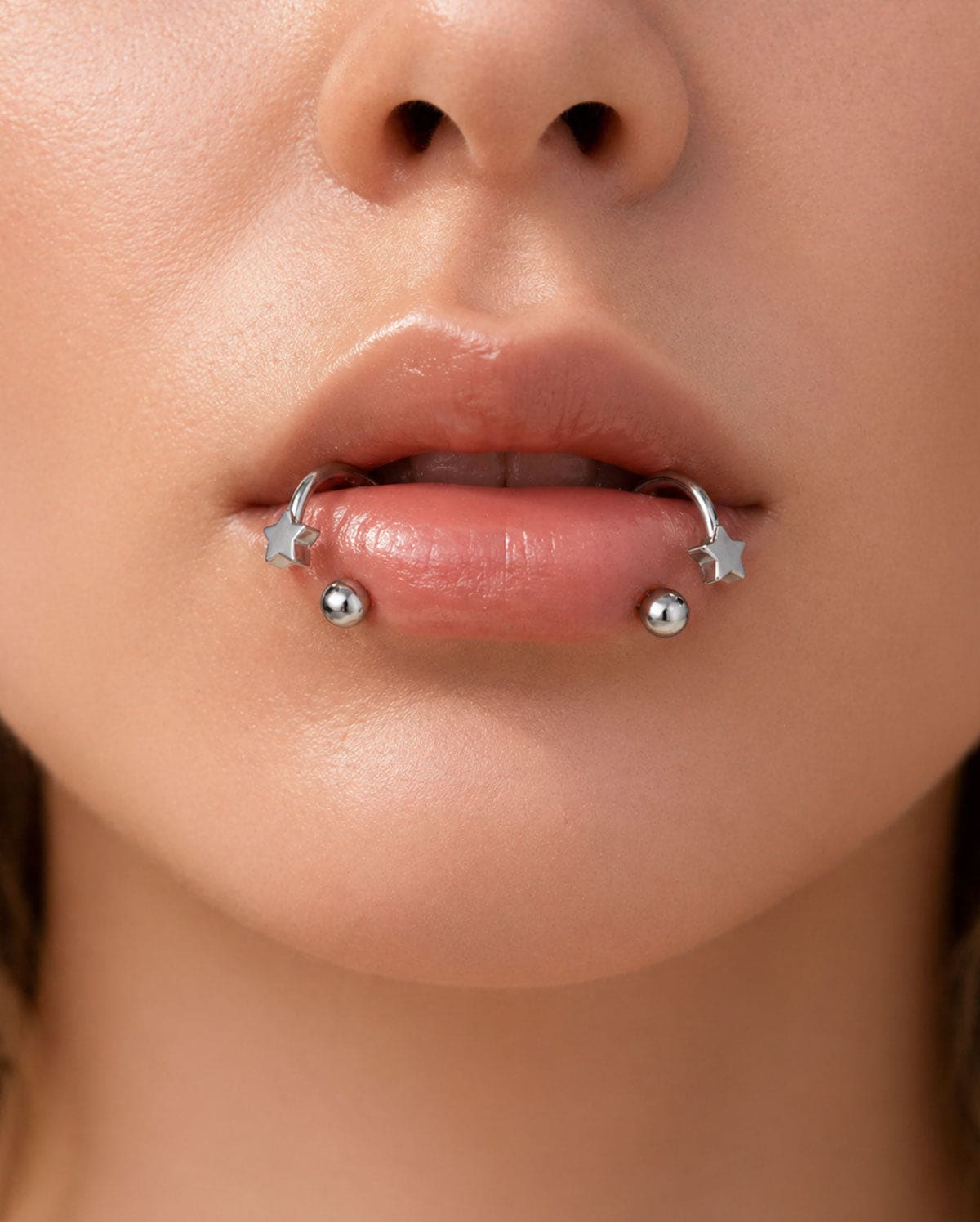2PCS Star & Ball Lip Stud Set