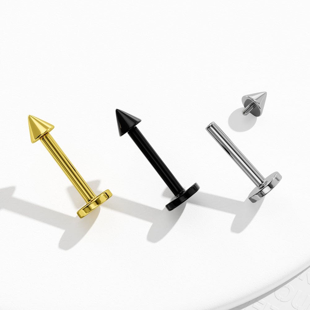 3PCS Spike Internally Threaded Titanium Labret Stud