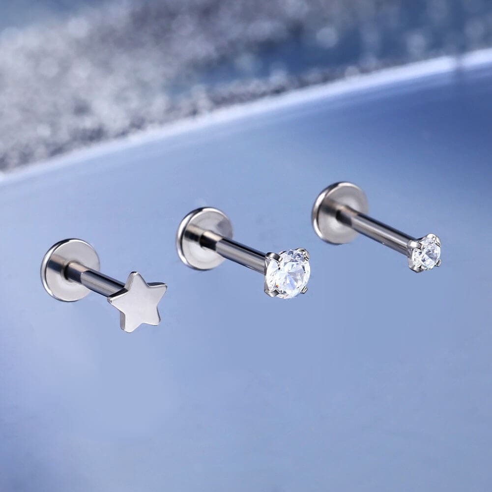 3PCS Star Internally Threaded Titanium Helix Stud
