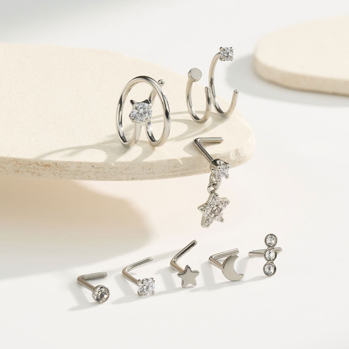 8PCS Mixed Nose Stud & Nose Ring Set