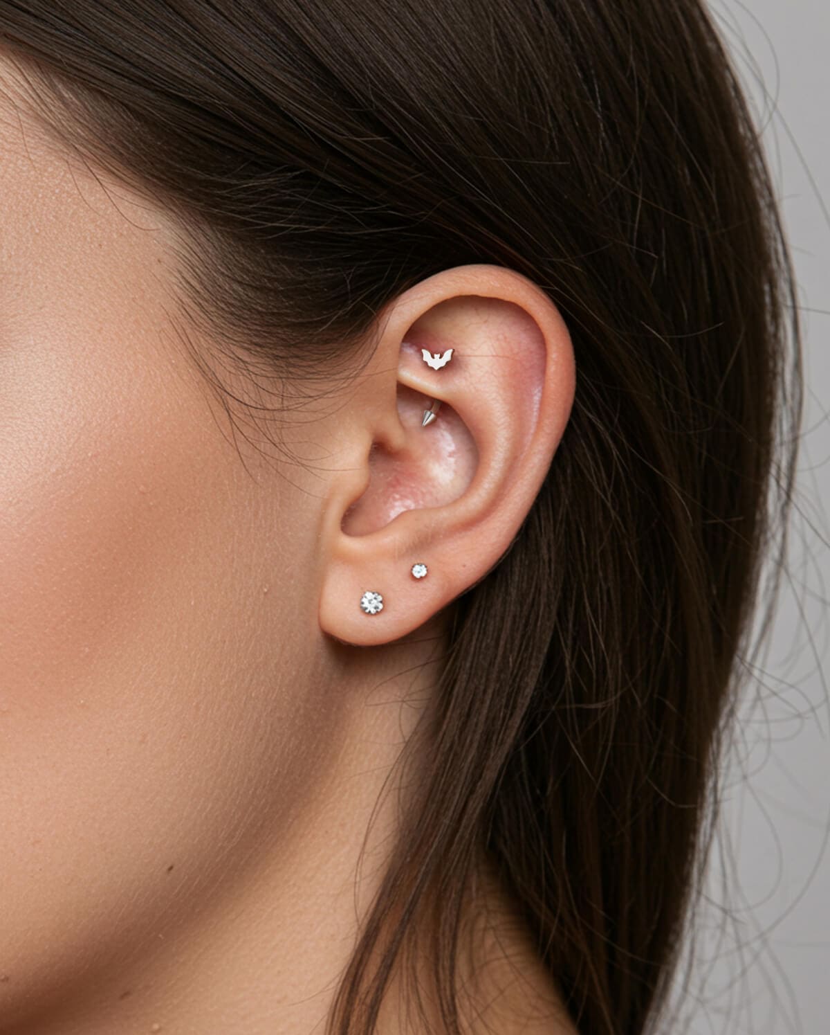 Bat Internally Threaded Titanium Rook Eyebrow Piercing