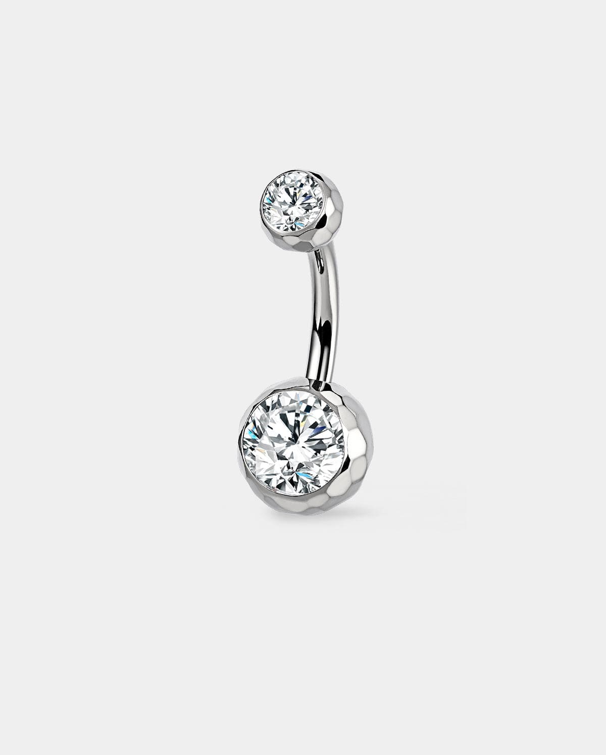 Bezel CZ Titanium Internally Threaded Belly Ring