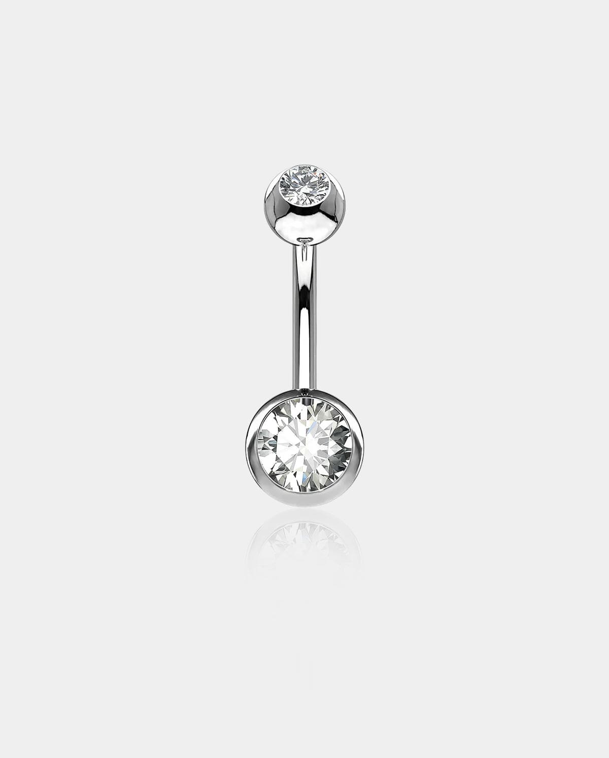 Bezel Set CZ Titanium Belly Ring