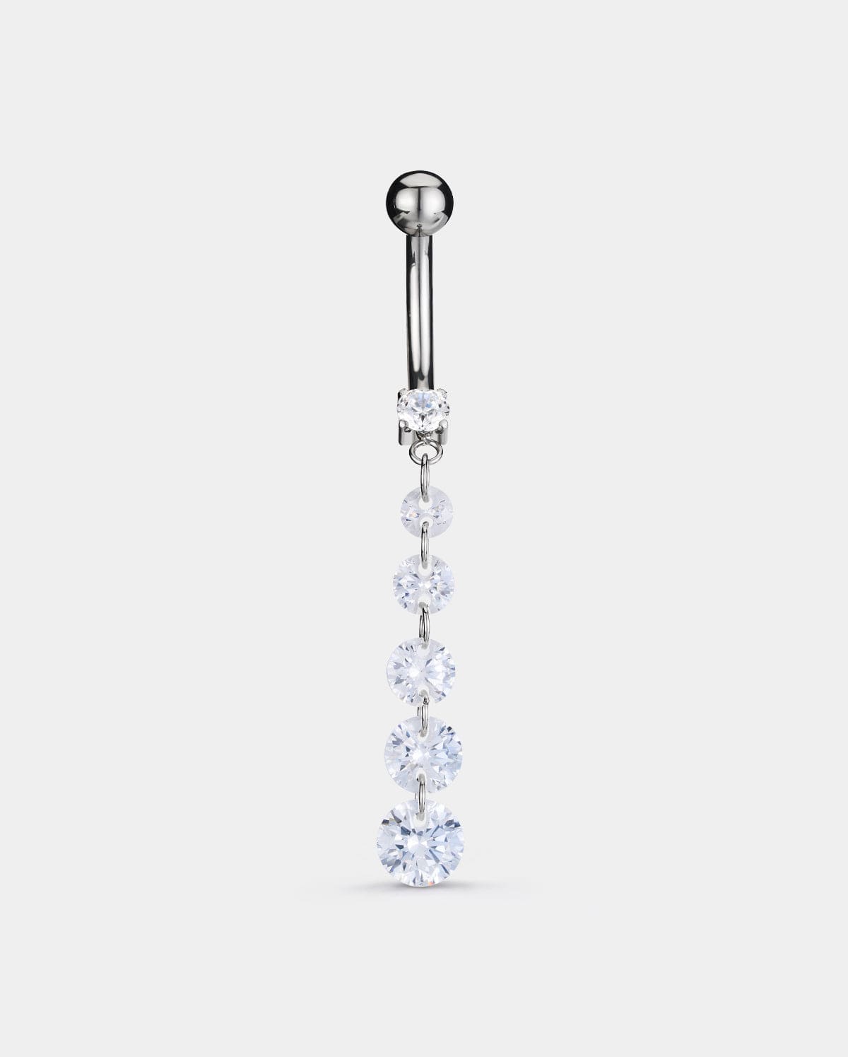 Clear CZ Dangle Titanium Belly Button Ring