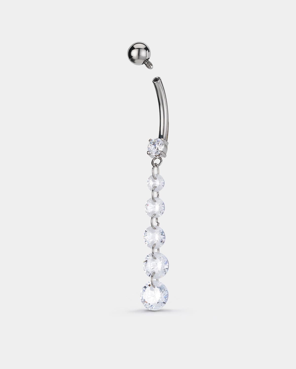 Clear CZ Dangle Titanium Belly Button Ring