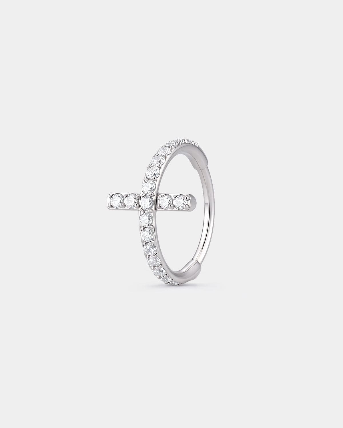 Cross CZ Segment Nose Ring