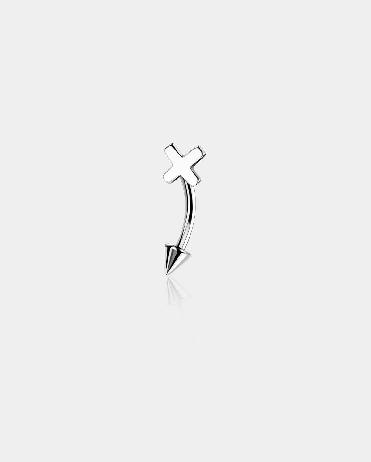 Cross Internally Threaded Titanium Eyebrow Ring