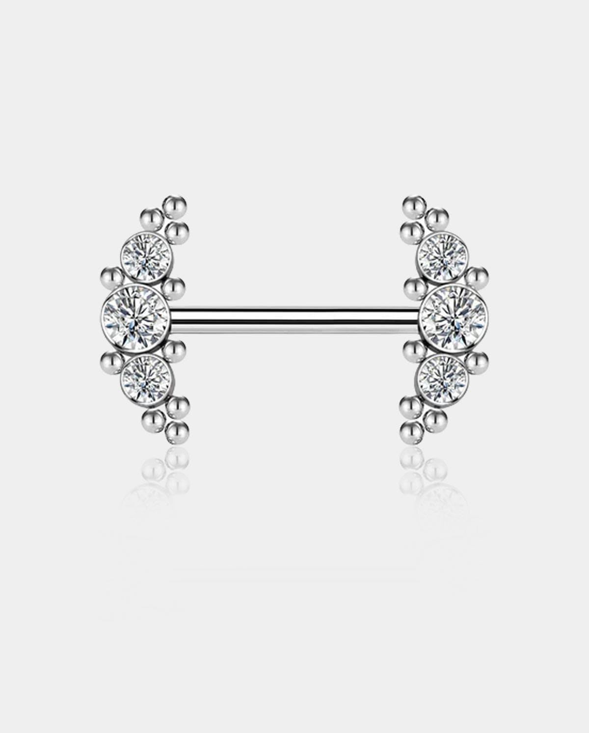 CZ and Beads Titanium Nipple Barbell Pair
