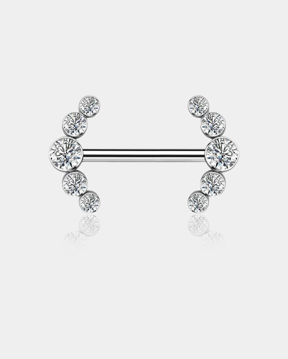 CZ Cluster Internally Threaded Titanium Nipple Barbells