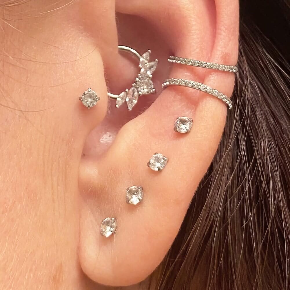 CZ Internally Threaded Titanium Labret Stud