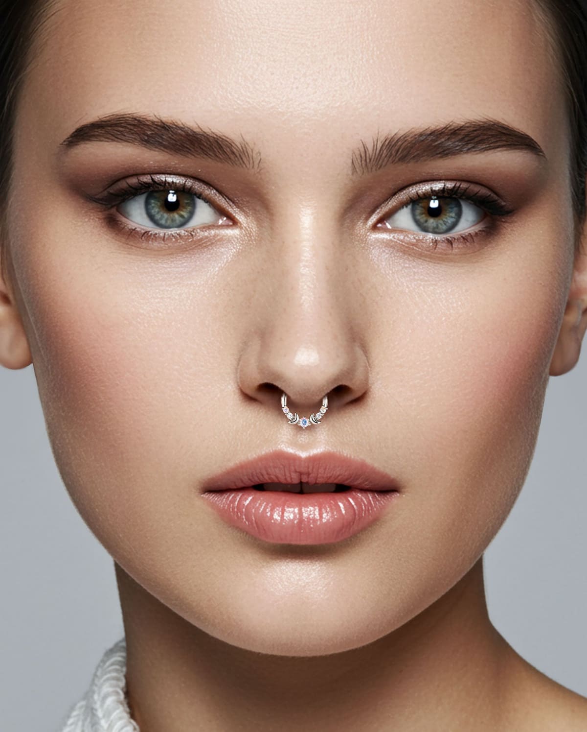 Double Moon AB CZ Segment Septum Ring